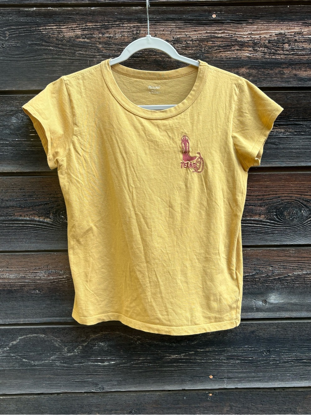 Madewell Yellow Short-Sleeve Tee with Small Texas Embroidered Chest Motif